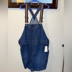 NWT Lane Bryant Pride Boyfriend Short Denim Overall Size 18